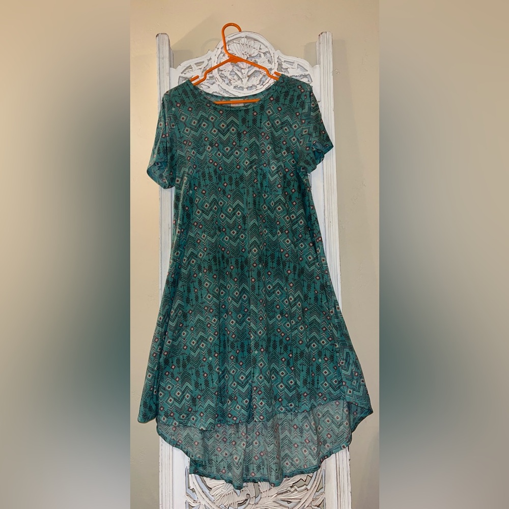 LuLaRoe Teal Geometric High Low Dress